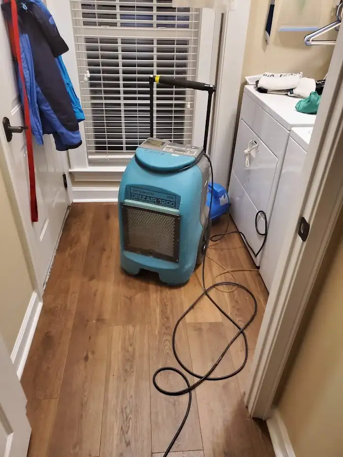 Commercial dehumidifier deployed for Flood Damage Cleanup in East Hills